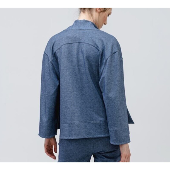 NWT Ministry Of Supply Women's Fusion Terry Cardigan Size M Pockets Blue Heather - Picture 3 of 13